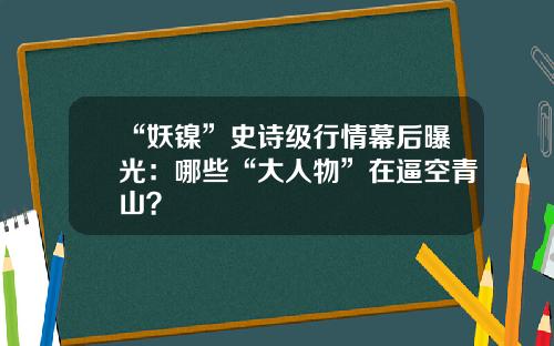 “妖镍”史诗级行情幕后曝光：哪些“大人物”在逼空青山？