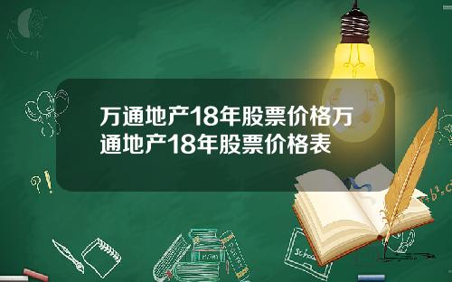 万通地产18年股票价格万通地产18年股票价格表