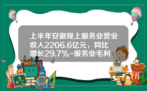 上半年安徽规上服务业营业收入2206.6亿元，同比增长29.7%-服务业毛利率是多少