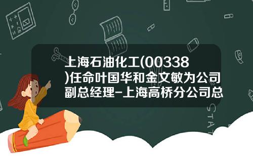 上海石油化工(00338)任命叶国华和金文敏为公司副总经理-上海高桥分公司总经理