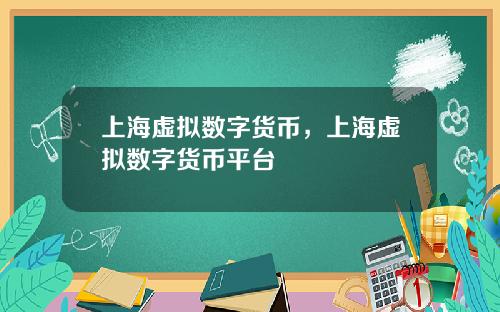 上海虚拟数字货币，上海虚拟数字货币平台