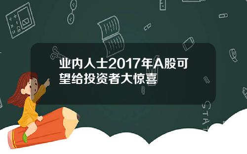 业内人士2017年A股可望给投资者大惊喜