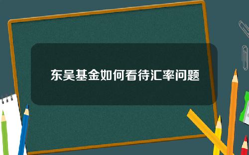 东吴基金如何看待汇率问题