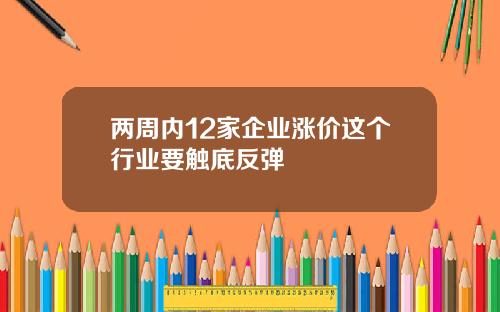 两周内12家企业涨价这个行业要触底反弹