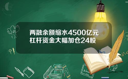 两融余额缩水4500亿元杠杆资金大幅加仓24股