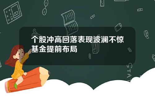 个股冲高回落表现波澜不惊基金提前布局