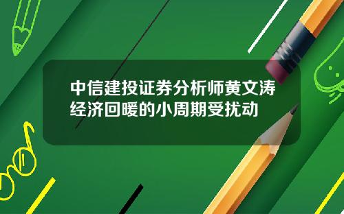 中信建投证券分析师黄文涛经济回暖的小周期受扰动