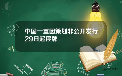 中国一重因策划非公开发行29日起停牌