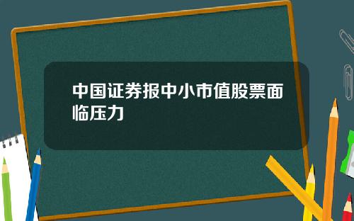 中国证券报中小市值股票面临压力