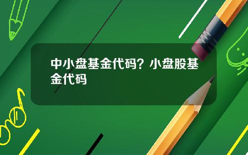 中小盘基金代码？小盘股基金代码