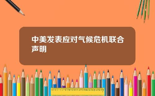 中美发表应对气候危机联合声明