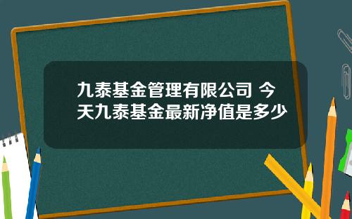 九泰基金管理有限公司 今天九泰基金最新净值是多少