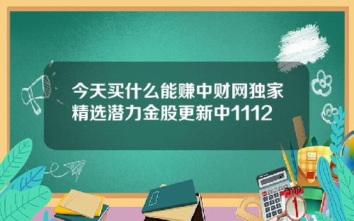 今天买什么能赚中财网独家精选潜力金股更新中1112