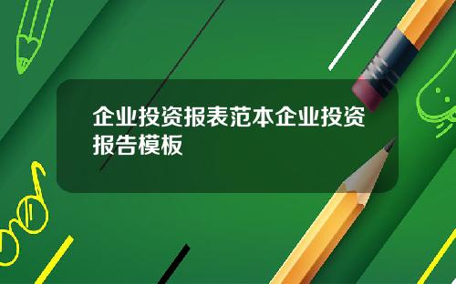 企业投资报表范本企业投资报告模板