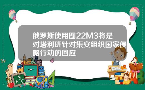 俄罗斯使用图22M3将是对塔利班针对集安组织国家侵略行动的回应