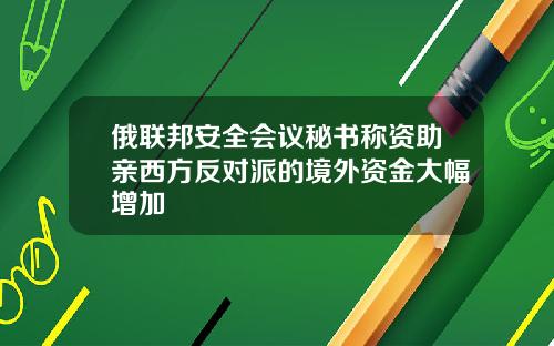 俄联邦安全会议秘书称资助亲西方反对派的境外资金大幅增加