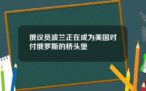 俄议员波兰正在成为美国对付俄罗斯的桥头堡