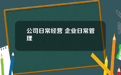 公司日常经营 企业日常管理