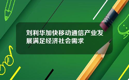 刘利华加快移动通信产业发展满足经济社会需求