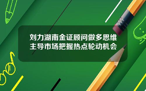 刘力湖南金证顾问做多思维主导市场把握热点轮动机会