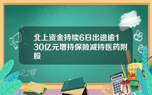 北上资金持续6日出逃逾130亿元增持保险减持医药附股