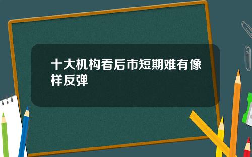 十大机构看后市短期难有像样反弹