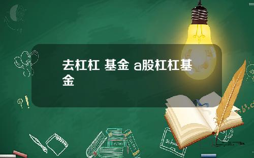 去杠杠 基金 a股杠杠基金