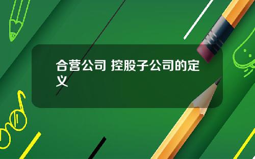 合营公司 控股子公司的定义