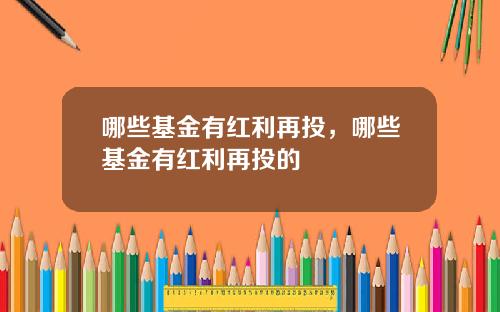 哪些基金有红利再投，哪些基金有红利再投的