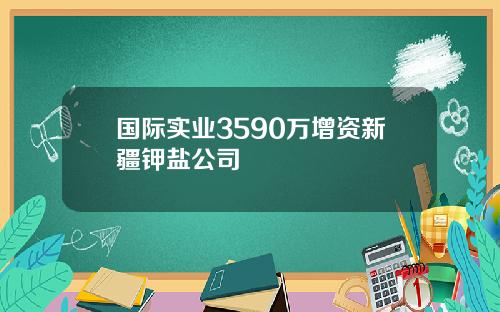 国际实业3590万增资新疆钾盐公司