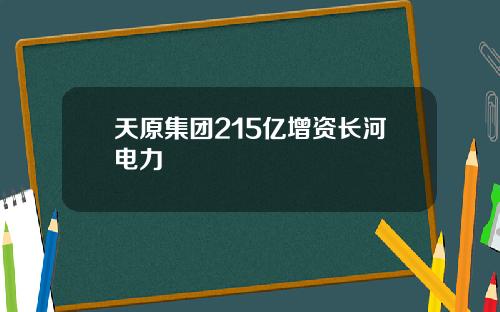 天原集团215亿增资长河电力