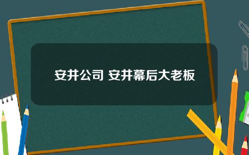 安井公司 安井幕后大老板