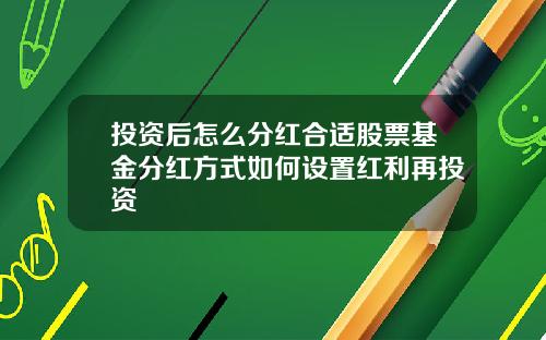 投资后怎么分红合适股票基金分红方式如何设置红利再投资