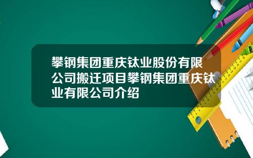 攀钢集团重庆钛业股份有限公司搬迁项目攀钢集团重庆钛业有限公司介绍