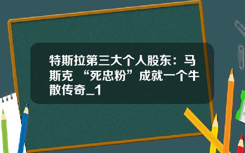 特斯拉第三大个人股东：马斯克 “死忠粉”成就一个牛散传奇_1