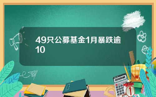 49只公募基金1月暴跌逾10