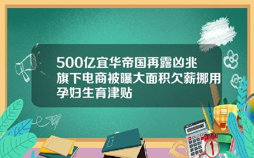 500亿宜华帝国再露凶兆旗下电商被曝大面积欠薪挪用孕妇生育津贴