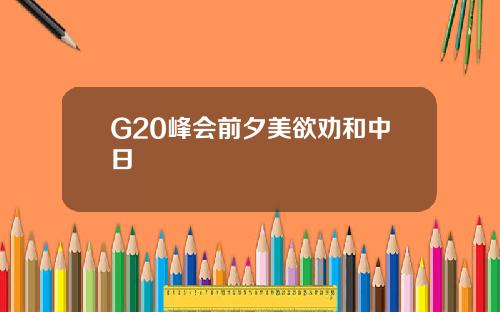 G20峰会前夕美欲劝和中日