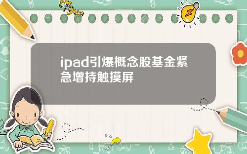 ipad引爆概念股基金紧急增持触摸屏