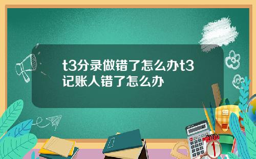 t3分录做错了怎么办t3记账人错了怎么办