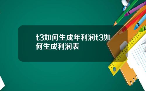 t3如何生成年利润t3如何生成利润表