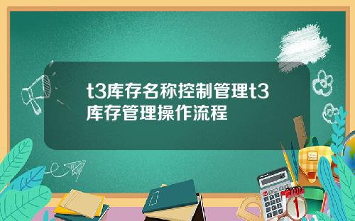 t3库存名称控制管理t3库存管理操作流程