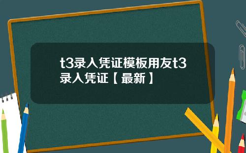 t3录入凭证模板用友t3录入凭证【最新】