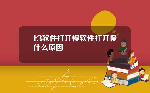 t3软件打开慢软件打开慢什么原因