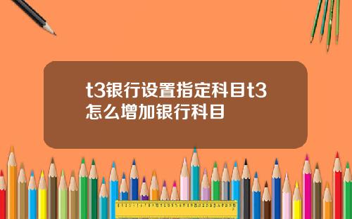 t3银行设置指定科目t3怎么增加银行科目