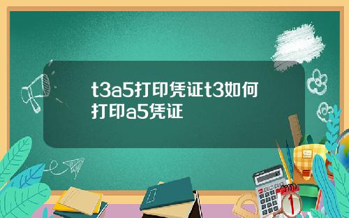 t3a5打印凭证t3如何打印a5凭证