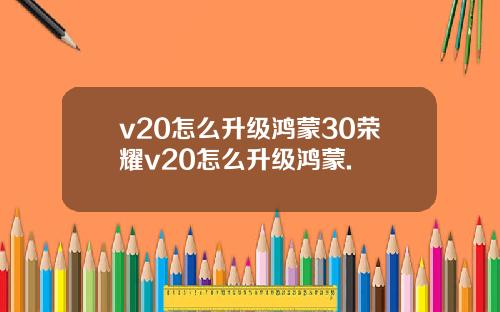 v20怎么升级鸿蒙30荣耀v20怎么升级鸿蒙.