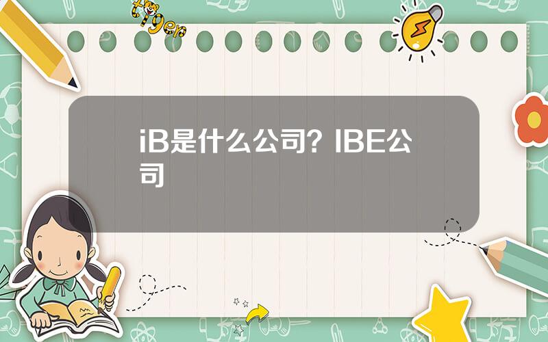 iB是什么公司？IBE公司