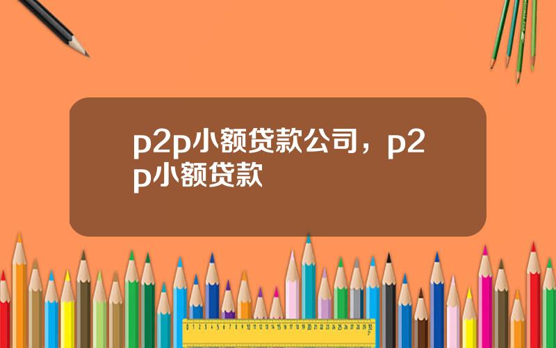 p2p小额贷款公司，p2p小额贷款