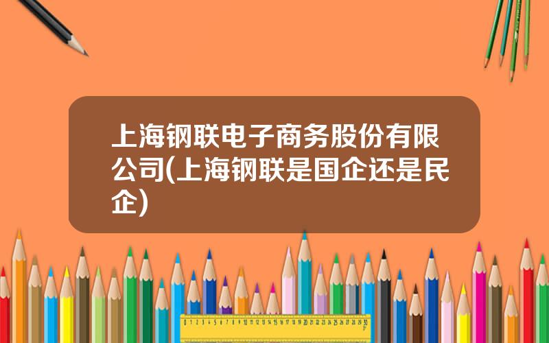 上海钢联电子商务股份有限公司(上海钢联是国企还是民企)